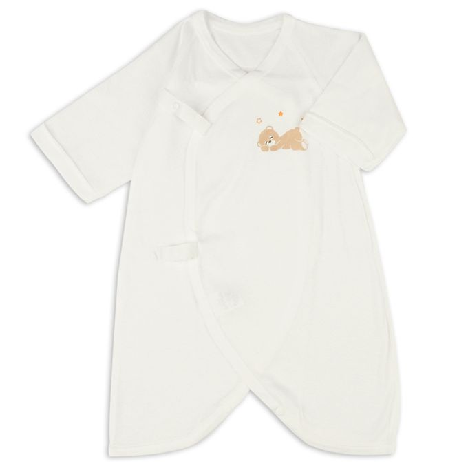 akachan honpo - 長袖蝴蝶裝2件組-按扣款-米白色 (50~60cm)