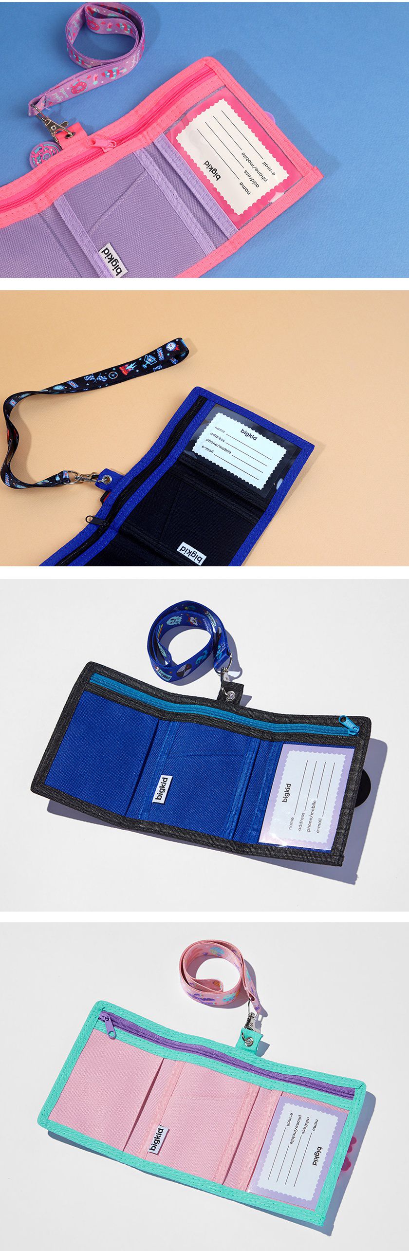 韓國 bigkid - 3摺錢包/皮夾(附吊繩)-魔幻恐龍 (折疊時：13.5×9cm／展開後：26.5cm／吊繩長：35cm)