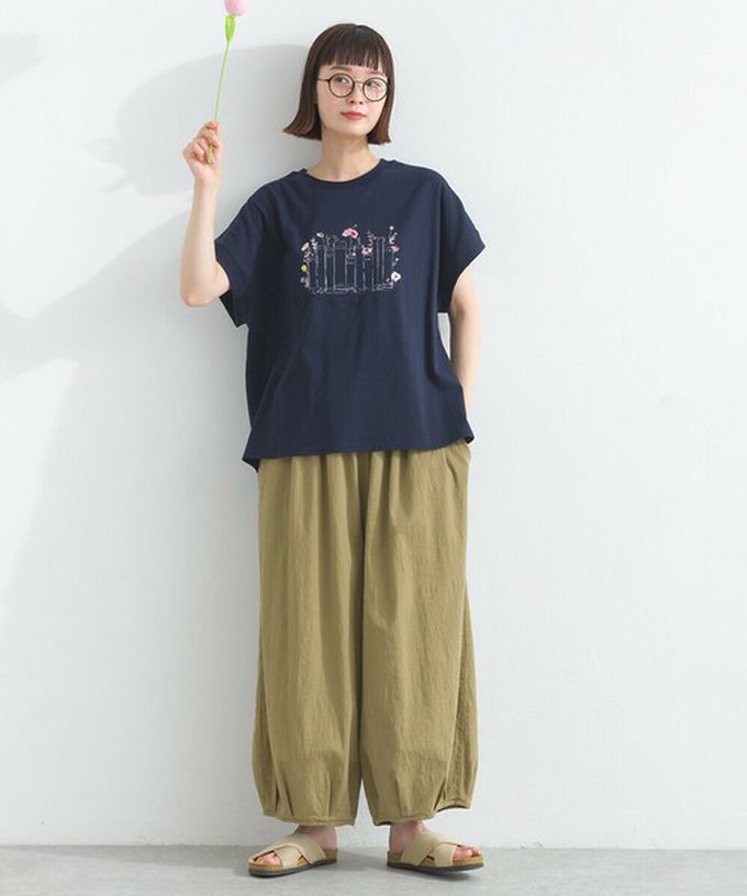 日本 Lupilien - 純棉知性印花法式袖T恤-灰棕