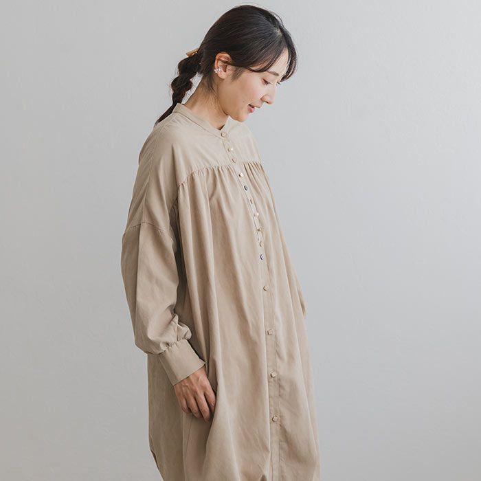日本 ihuu - 文藝少女排扣長版襯衫-米杏
