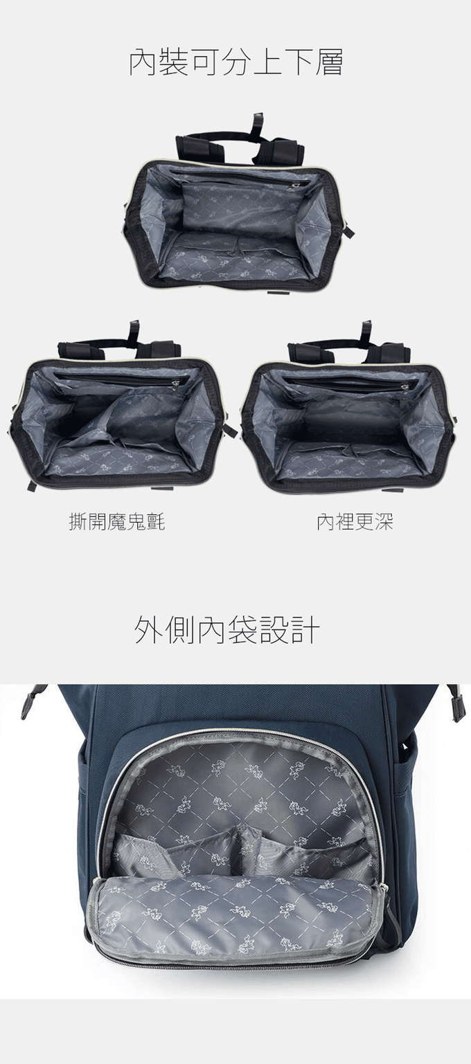 Colorland - 大開口後背包 可上下分層 贈保溫提袋-黑色 (34.5*16*40cm)