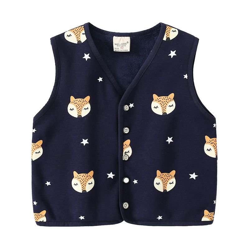 WELLKIDS - 薄加絨棉質休閒背心-汽車-黃色