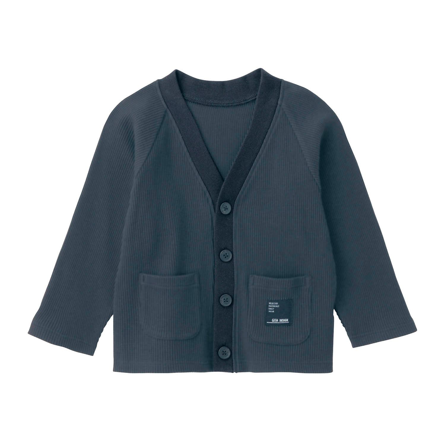 日本千趣會 - 學院風V領針織外套-石墨黑