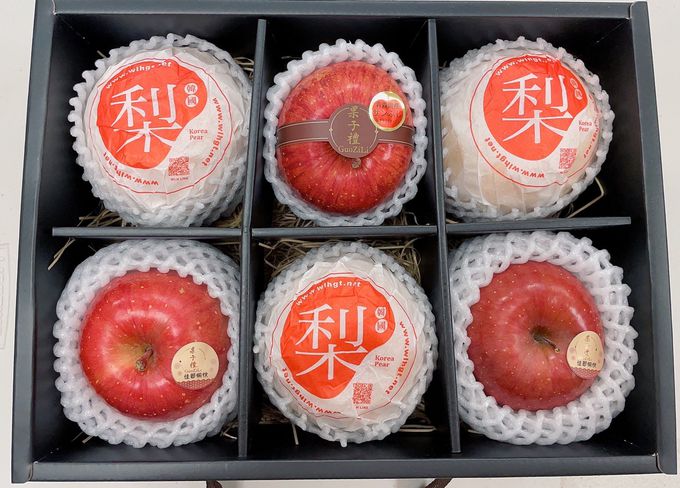 果子禮 - 蘋安福來水果禮盒（日本青森蜜富士＋韓國水梨）-(蘋果3顆+水梨3顆)/盒