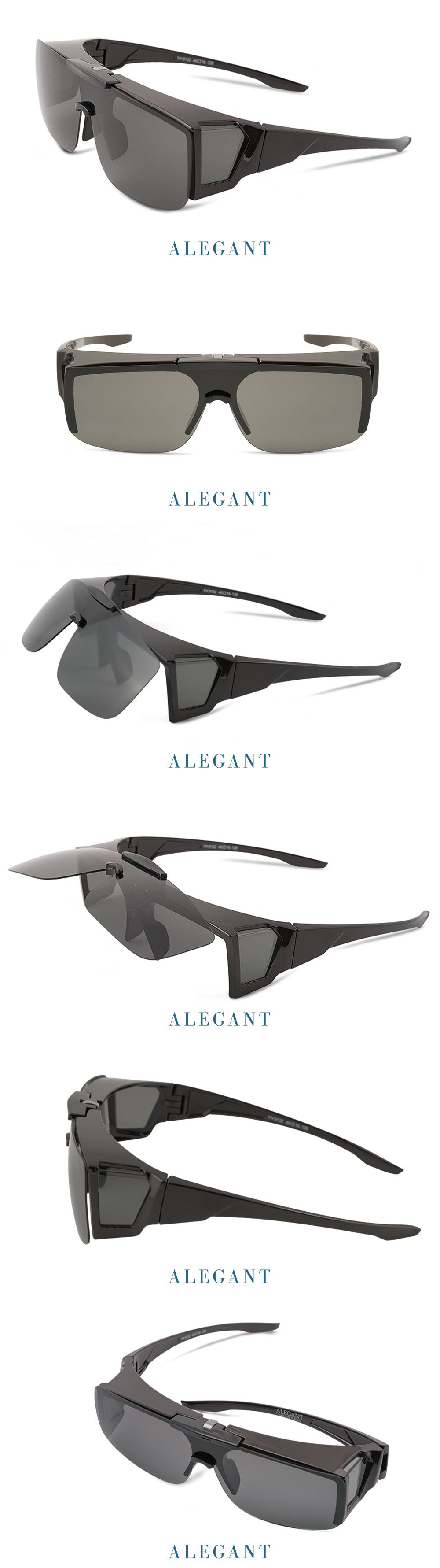 ALEGANT - 多功能可掀繁星咖偏光墨鏡│MIT│掀蓋式│外掛式│上掀│全罩式│車用UV400太陽眼鏡戶外休閒套鏡