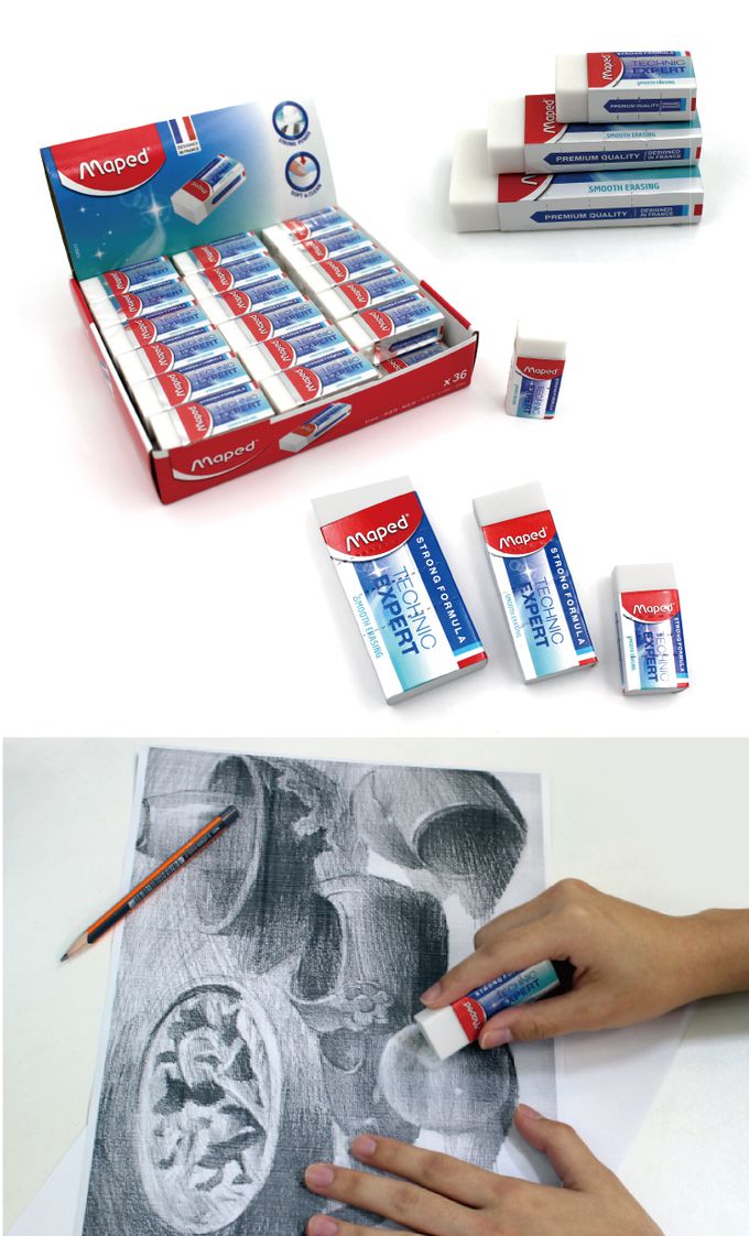 法國MAPED - 【失蹤率最高文具補貨組】潔淨黏屑塑膠擦(中)-30入