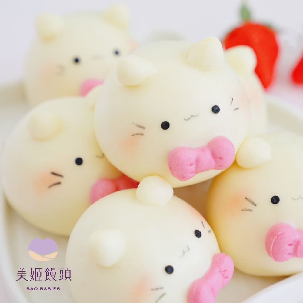 Hello小貓咪鮮乳造型紅豆包-50g*6顆