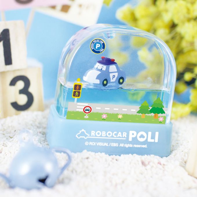 可愛卡通印章 - 水世界飄浮印章-彩繪POLI-淺藍 (3x1cm)