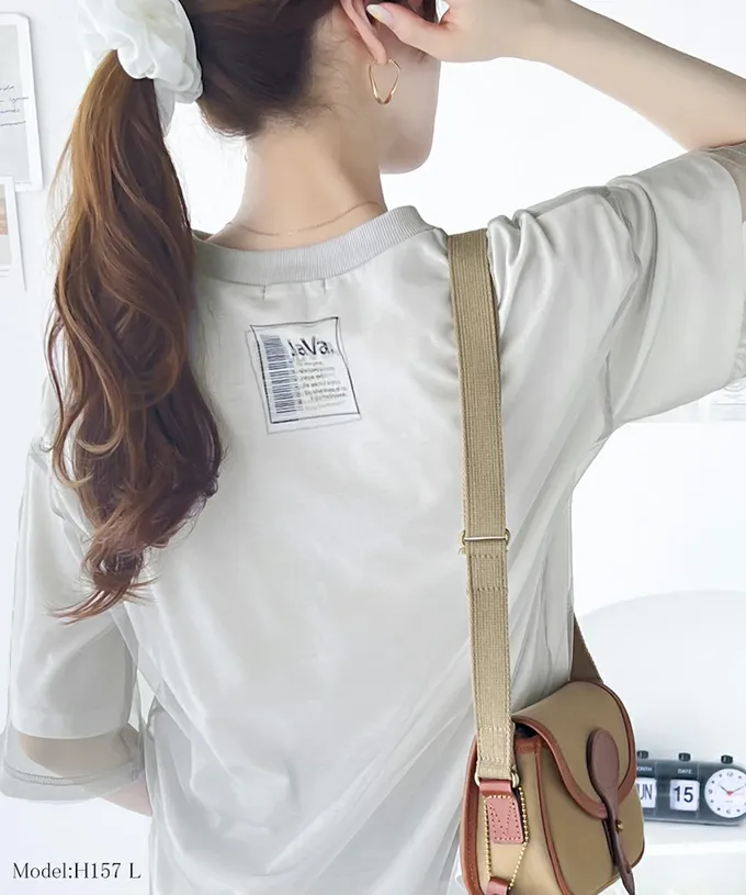 日本 Classical Elf - Java 薄紗層次酷甜五分袖上衣-白x灰紗