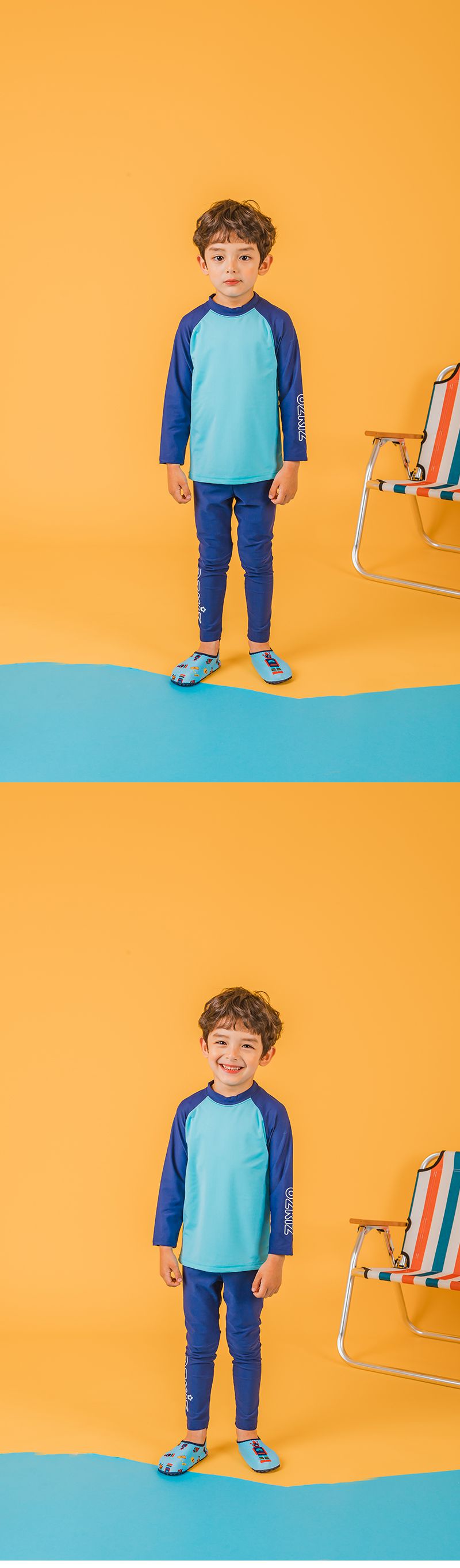 韓國 OZKIZ - 潛水布面輕量/防滑兒童沙灘鞋/戲水鞋-機器人