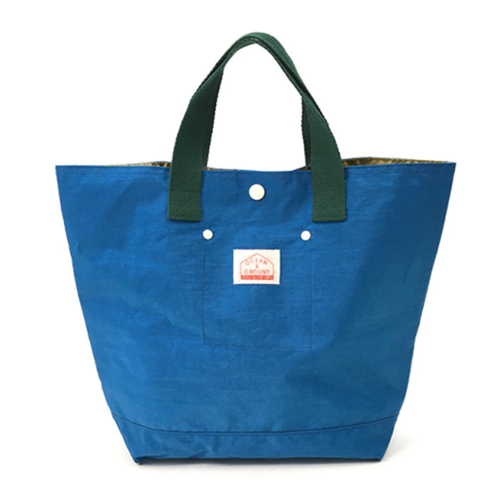 日本 OCEAN&GROUND - 經典休閒大容量手提袋/購物袋-GOODAY 純色-藍綠 TB (33x31x12cm)