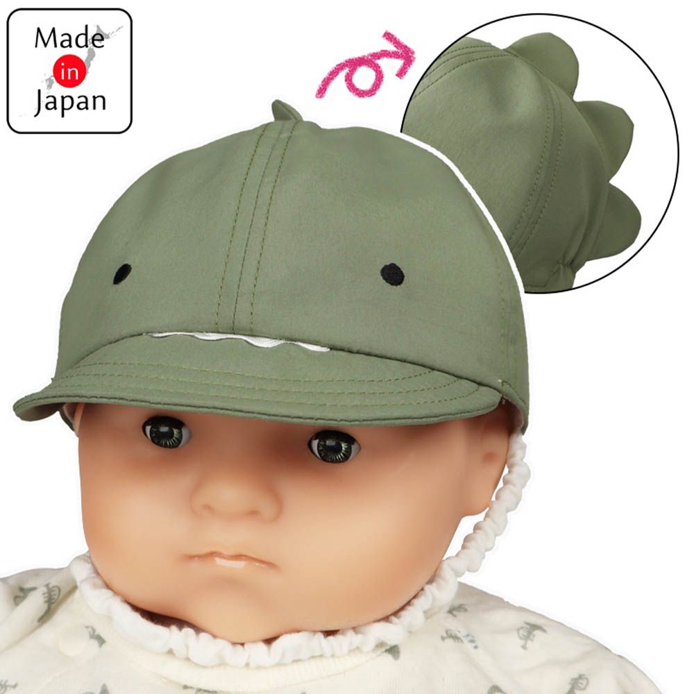 嬰幼兒棒球帽-動物 塔夫綢布-綠色