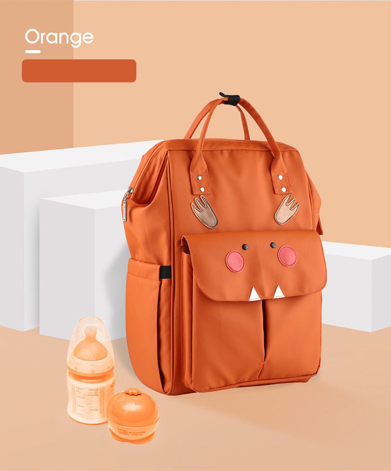 insular - 防水防污多功能大容量後背包/媽媽包/待產包-猴子-咖啡色 (26x15x45cm)