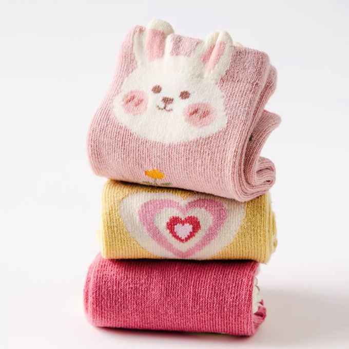 腳ㄚ子 - 幼/兒童棉質中筒襪 童襪 襪子 棉襪 兒童襪-奶油小兔