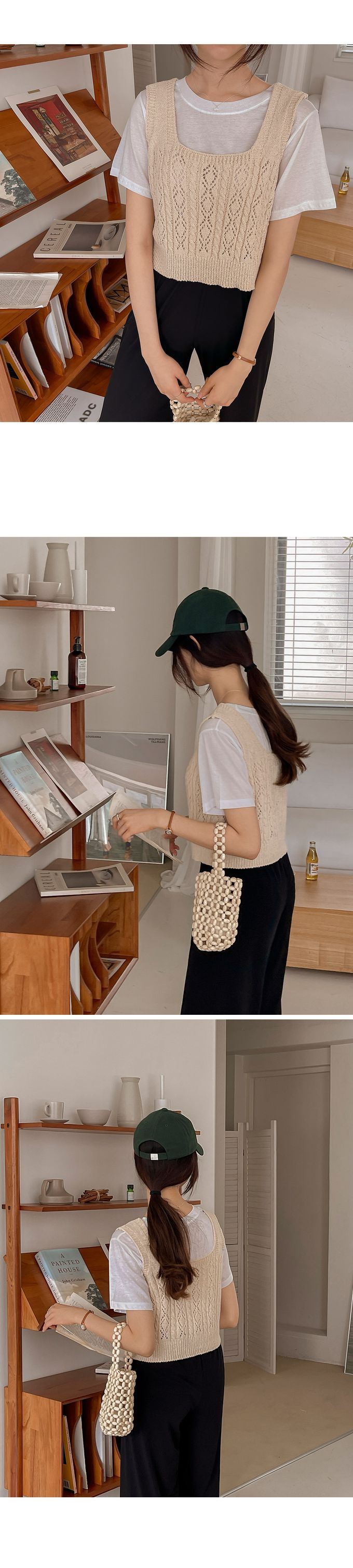 韓國女裝代購 - 好搭配微透圓領短袖上衣-白 (FREE)