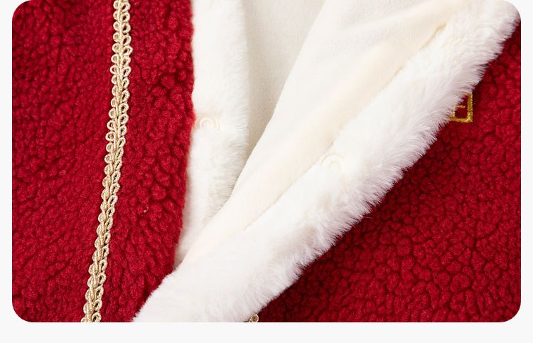 喜氣拜年毛絨暖暖造型披風-立體龍角-紅色 (F)