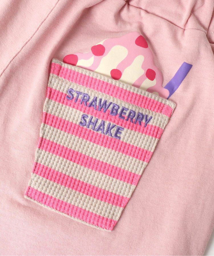 日本 BREEZE - 奶昔造型口袋膝上短褲-草莓-粉紅