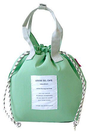 日本代購 - 抽繩束口保溫保冷便當袋-格紋-寶貝藍 (27x19×16cm)