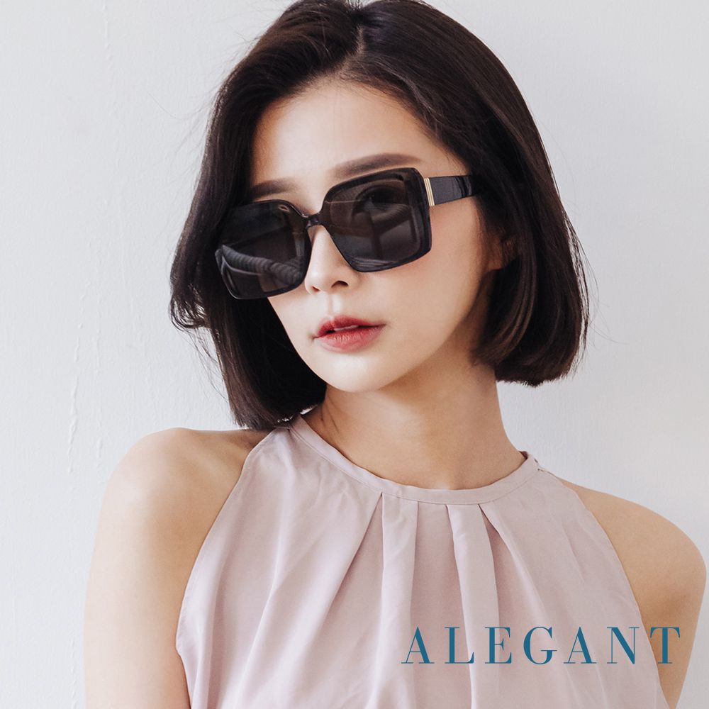 ALEGANT - 韓版微光焦點黑透視感方框墨鏡│UV400太陽眼鏡