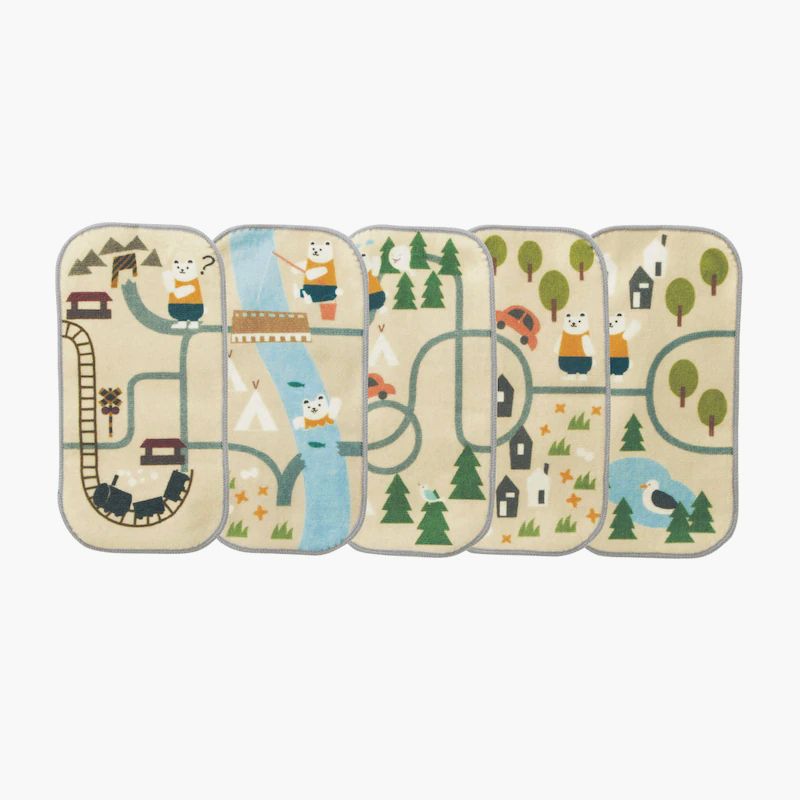 日本千趣會 - 北歐風長方形小手帕五件組-化妝品高跟鞋 (10x20cm)