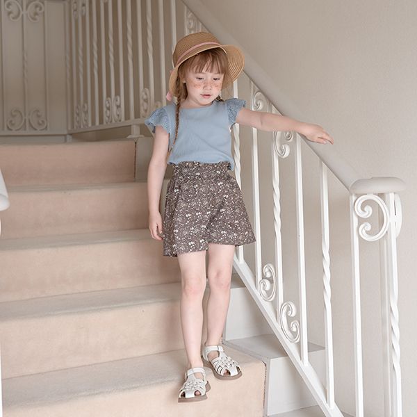 日本 Lycee mine - 羅紋俏皮蕾絲短袖上衣-黑