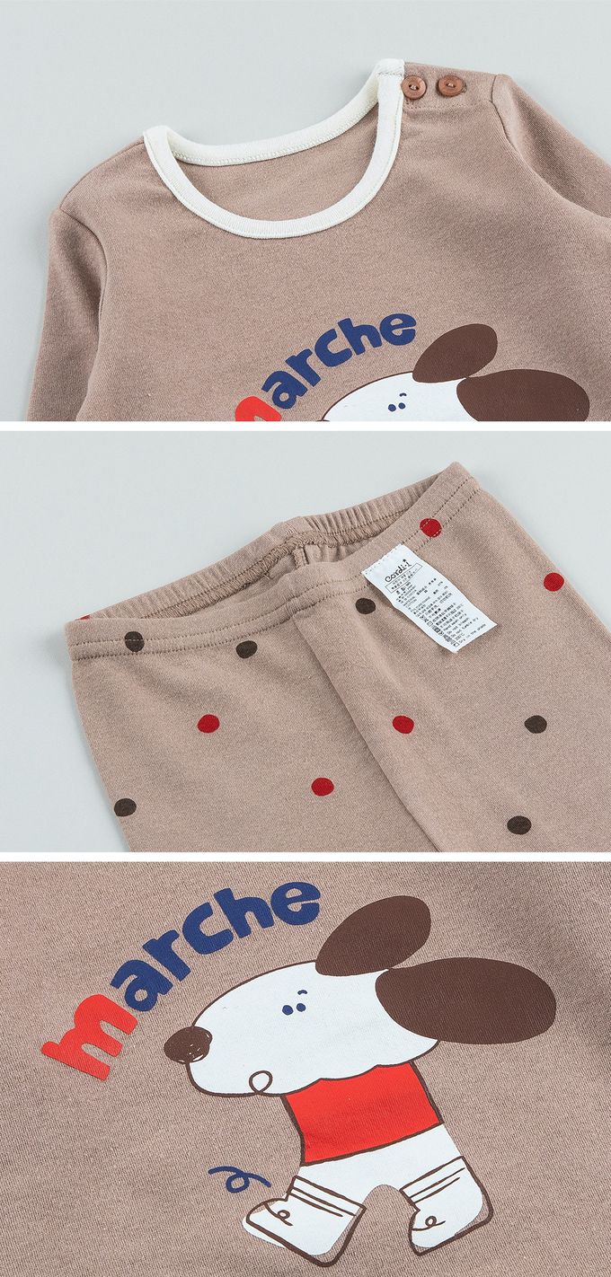 韓國 Cordi-i - 40支無螢光棉長袖家居服-長耳狗-巧克力牛奶