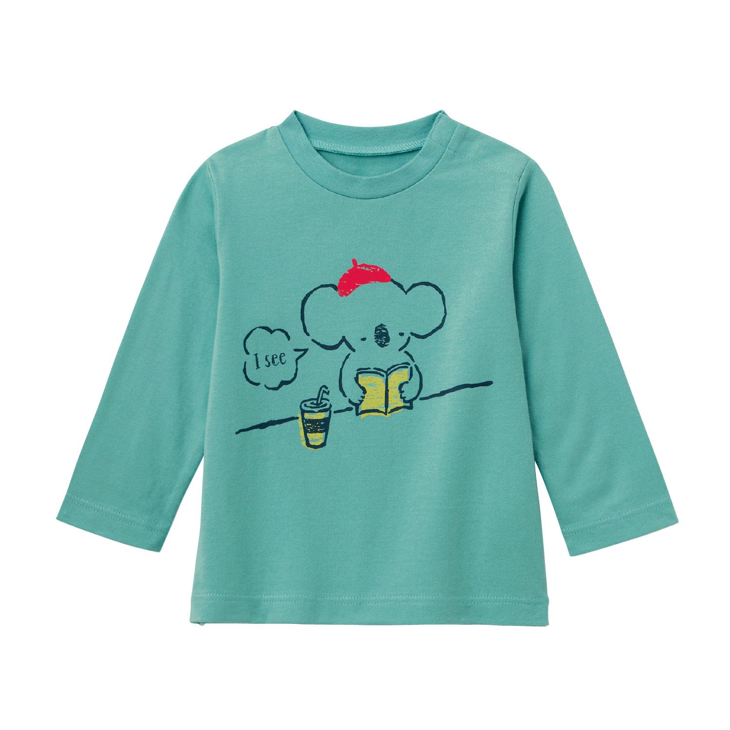 日本千趣會 - (小童)純棉印花長T-料理恐龍-藍