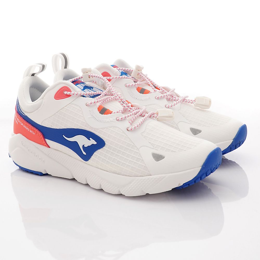 KangaROOS - 美國袋鼠鞋女段束口設計 防潑水跑鞋-運動鞋-白藍