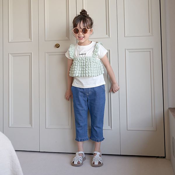 日本 Lycee mine - 泡泡短背心+短袖上衣(時尚二件組)-嫩粉紅