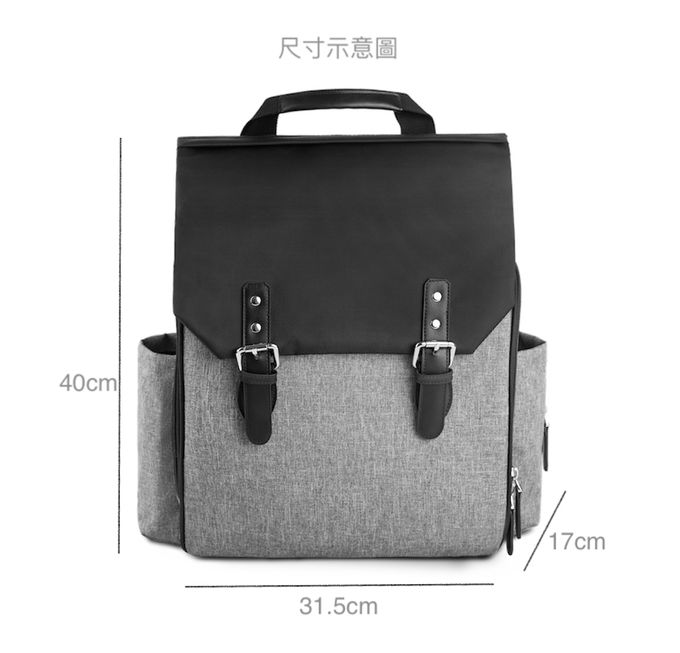 Heine 海恩 - 大尺碼媽媽後背包 歐美版型媽媽包 (WIN-HD06B)-黑灰