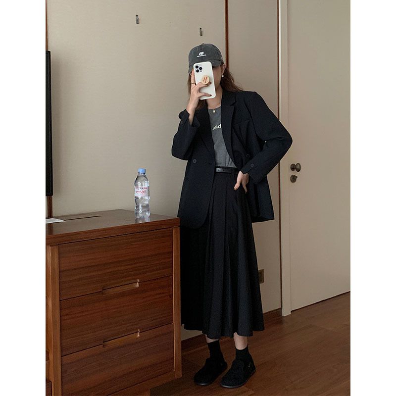 寬鬆顯瘦西裝小外套(送小包包)-卡其綠 (均碼)