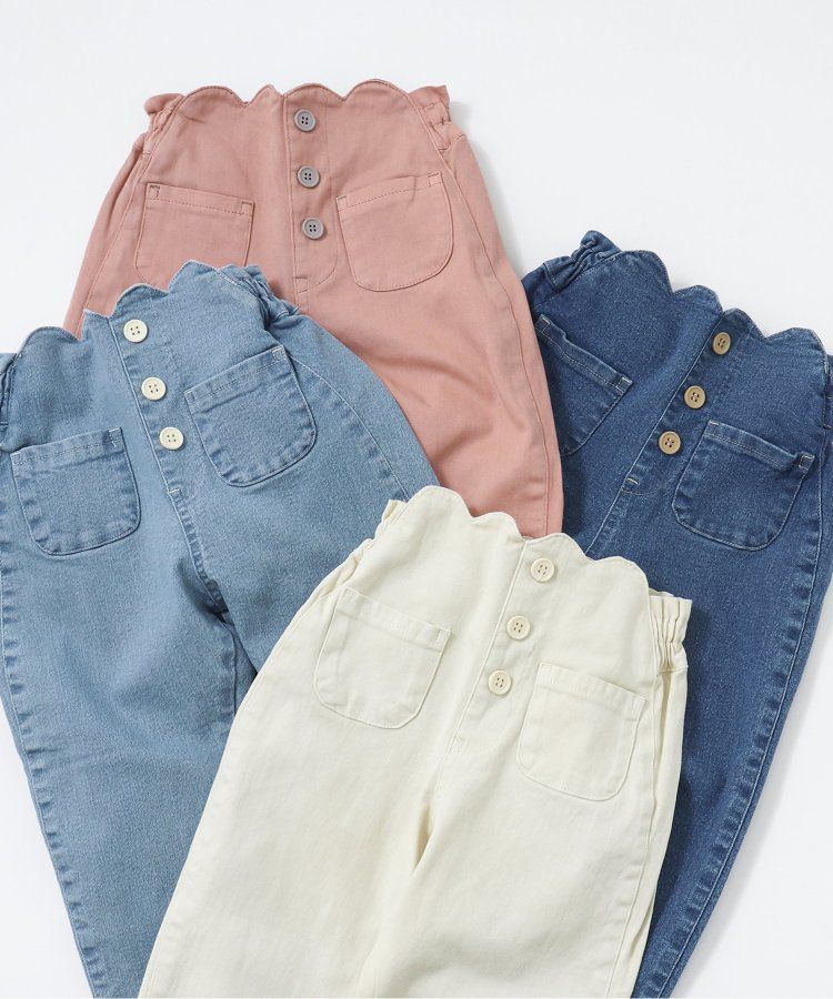 日本 apres les cours - 腰部花苞優雅設計長褲-水藍