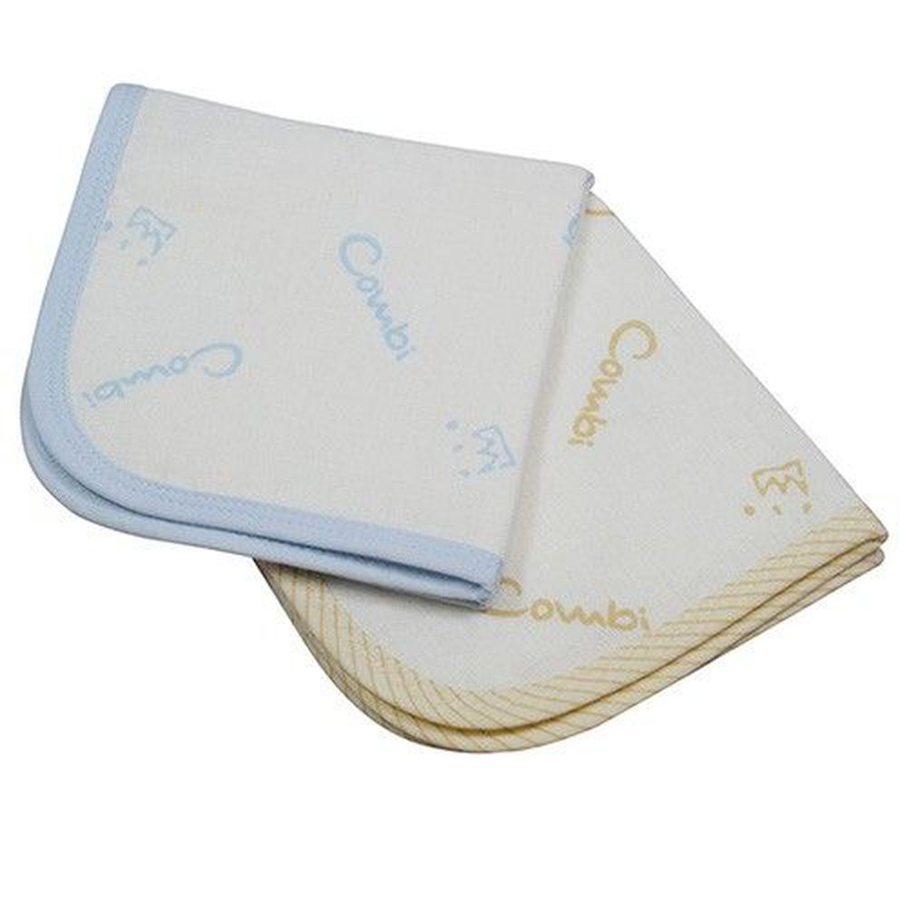 日本 Combi - 經典六層紗小方巾(2入裝)-藍+褐