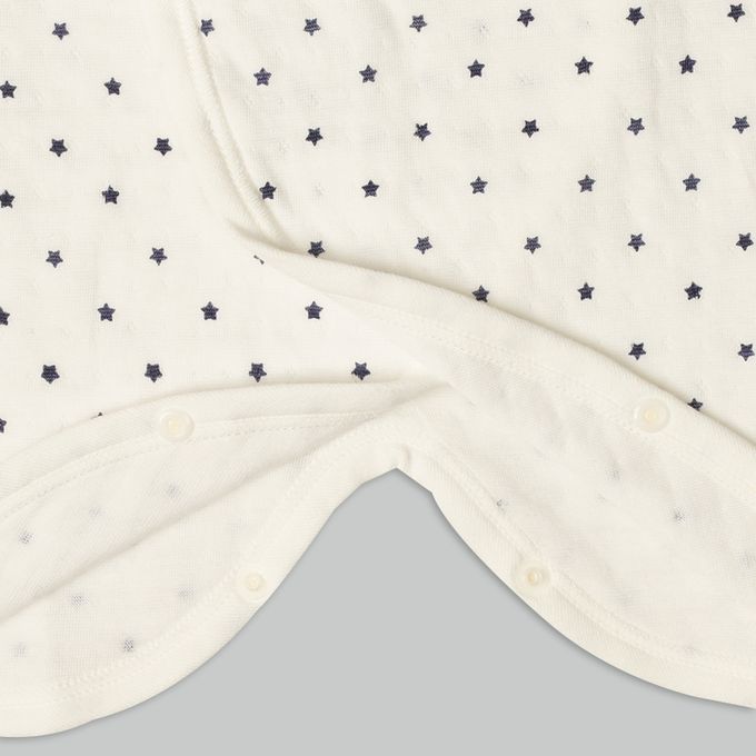 akachan honpo - 長袖新生兒內衣4件組-按扣款 保暖鋪棉-深藍色 (50~60cm)