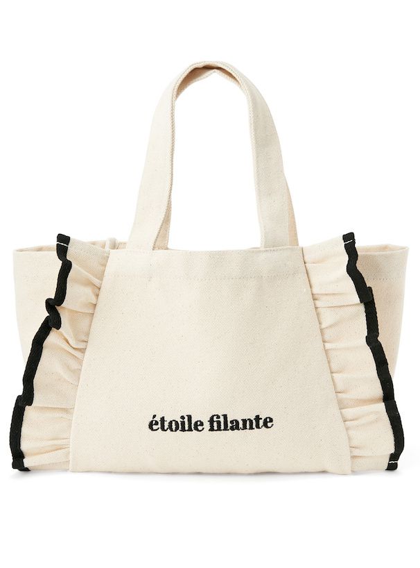 日本 GRL - 氣質荷葉捲邊帆布包/托特包-淺米 (F)