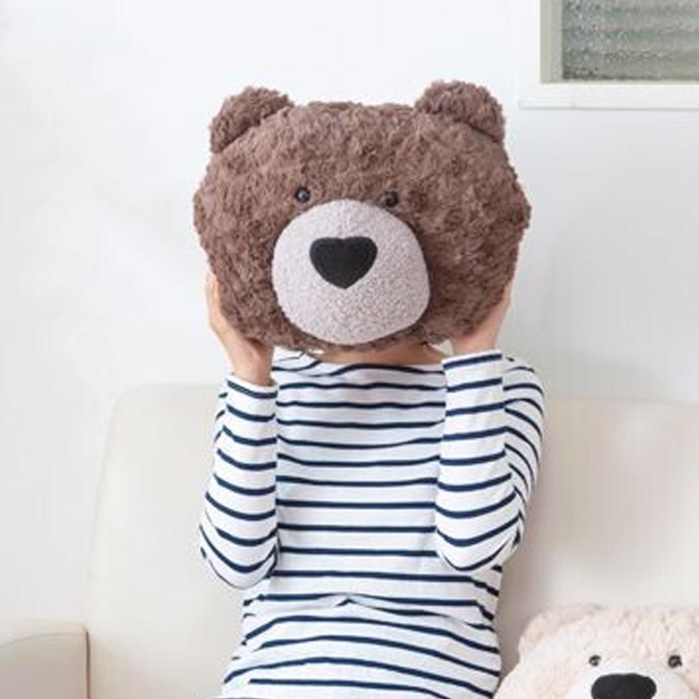 日本小泉 - 柔軟毛絨減壓熊熊靠枕-深可可 (40×30cm)