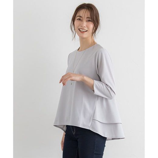 日本 Pierrot - 甜美層次荷葉擺長袖上衣-黑