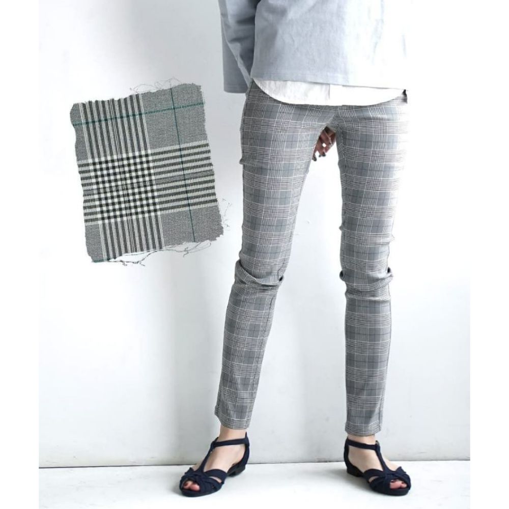 日本 zootie - Air Pants 輕薄彈性修身長褲-英倫灰格紋