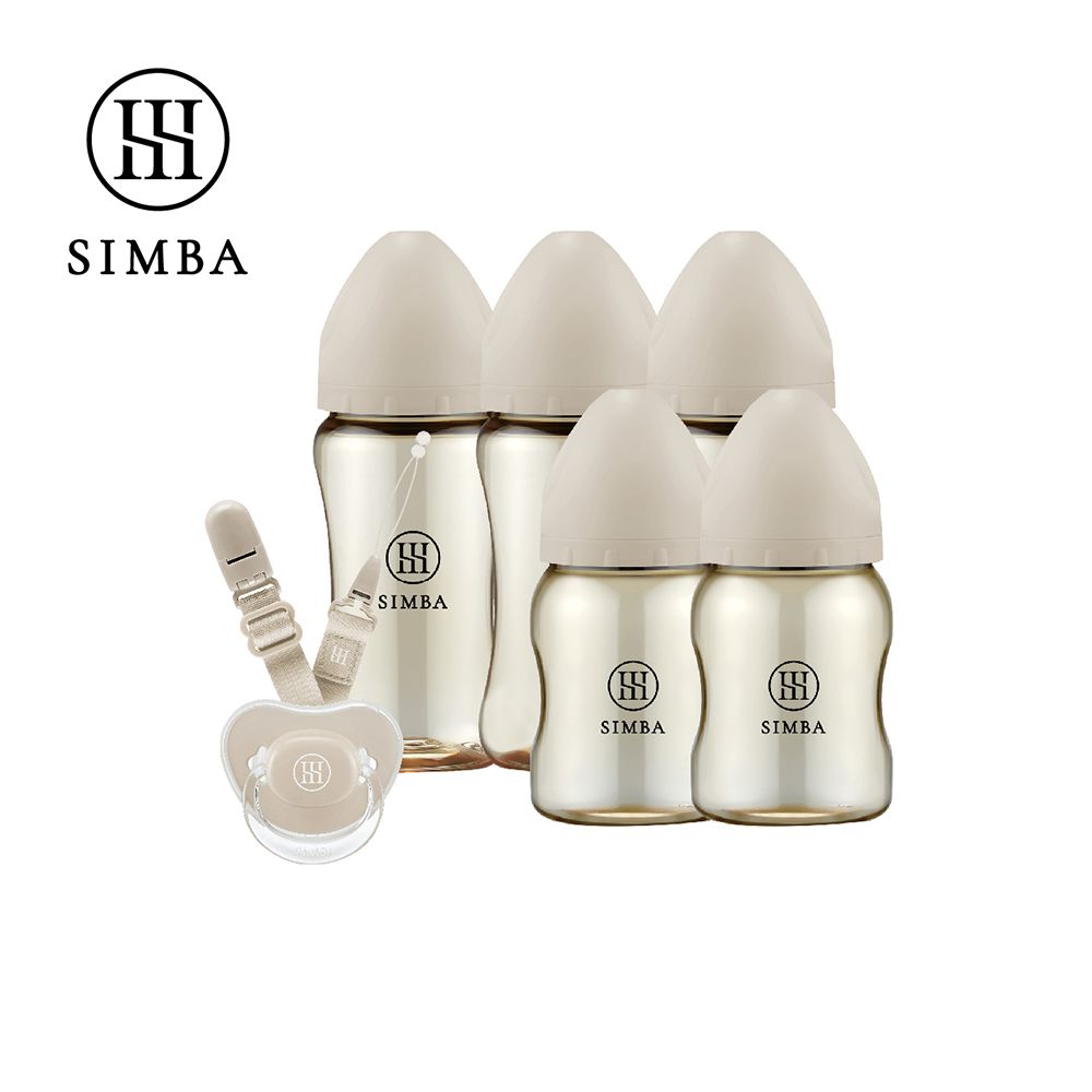 蘊蜜鉑金PPSU寬口奶瓶哺育安撫全能組-小流量新生適用-杏茶