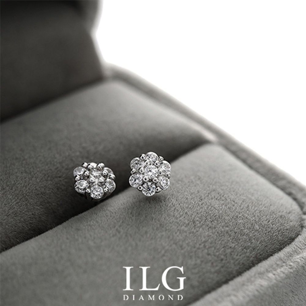 美國ILG鑽飾 - Flower series 花 -頂級美國ILG鑽飾，媲美真鑽亮度的鑽飾-加贈高級珠寶級絨布盒1個-s925純銀外層電鍍頂級白K金