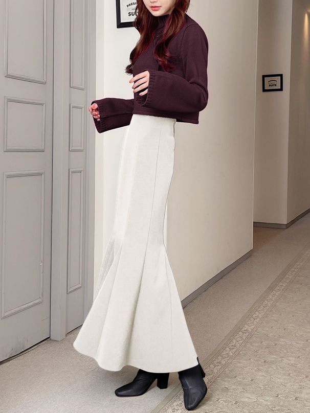 日本 GRL - 浪漫多層次魚尾長裙-橘