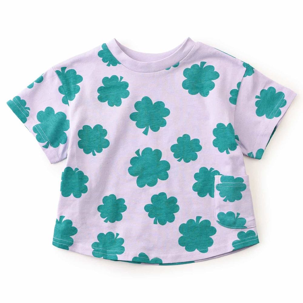 超人氣 正反OK！短袖上衣-幸運草-薰衣草
