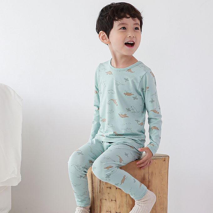 正韓 Cogibu - 極舒適無螢光劑幼兒/兒童 AERO WARM 有機發熱衣睡衣/家居服套裝組-恐龍