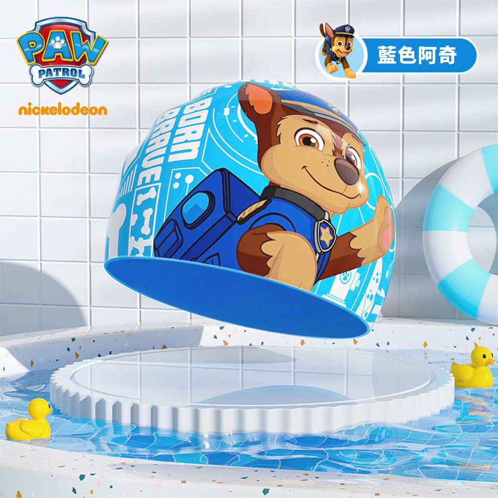 矽膠兒童泳帽-卡通人物阿奇-藍色
