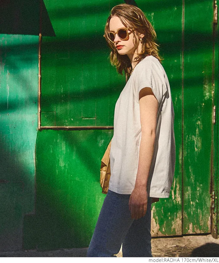 日本 COCA - 100%美國棉厚磅短袖上衣-V領-白