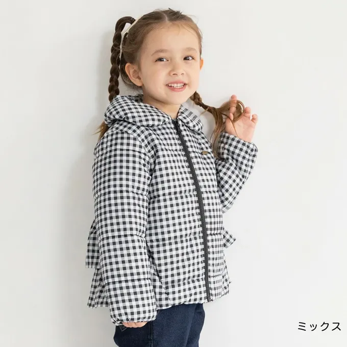 日本 BRANSHES - 背後時尚荷葉澎澎領俏麗鋪棉外套(可機洗)-黑