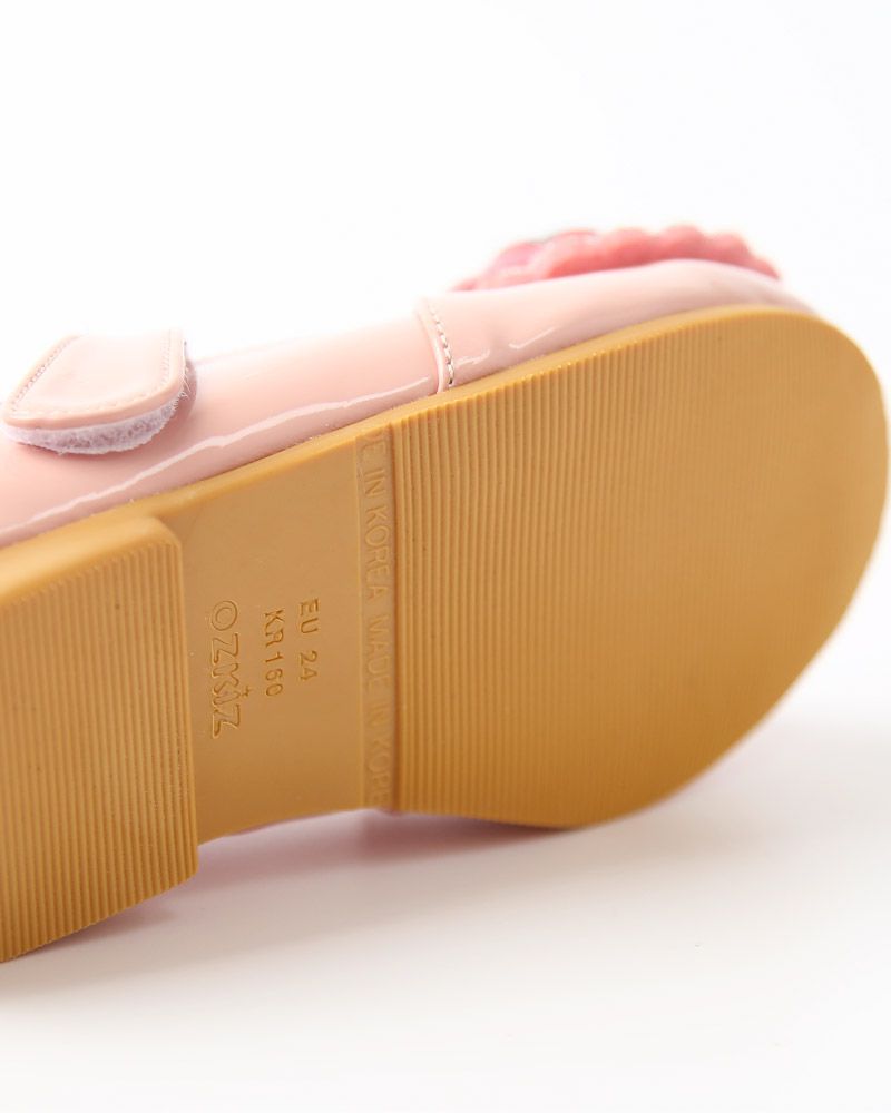 韓國 OZKIZ - 雙層鑽石蝴蝶結漆皮皮鞋-粉