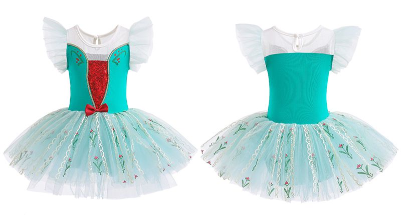 短袖造型公主裙/芭蕾舞裙-卡通人物-安娜-綠色