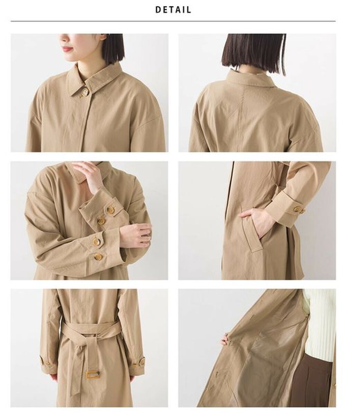 日本 OMNES - 美型簡約英倫風長版大衣/風衣-卡其