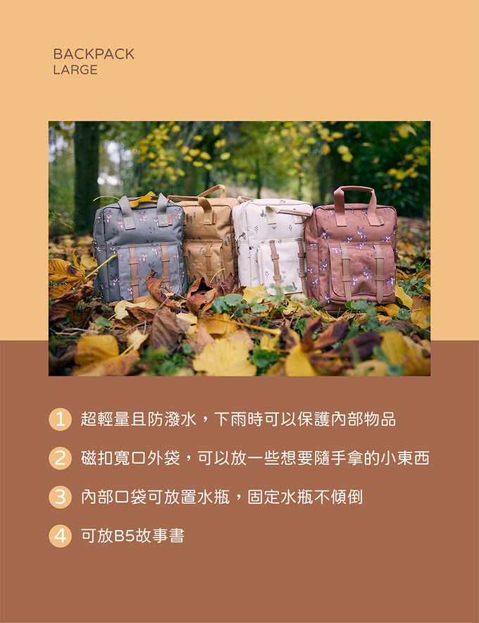 荷蘭 FRESK - 北歐風設計可愛小後背包-小背包-藍色雨點